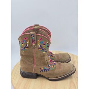 Ariat Kid's Girl's Wild Flower Canyon Tan Western Boots 10038442 Sz Youth  2.5